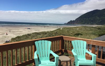 View of beach from deck